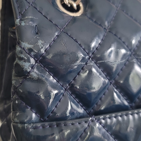 Authentic Chanel In The Business Flap Bag Quilted Patent Vinyl Maxi - Picture 16 of 16